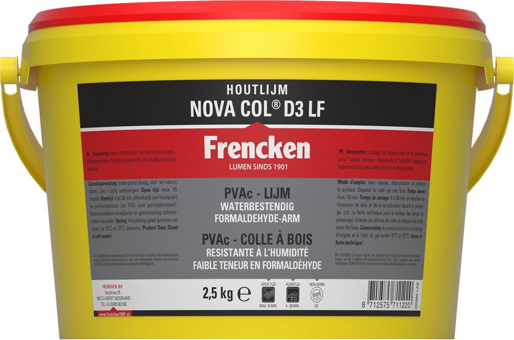 Houtlijm Waterbestendig Frencken - NOVA COL D3 FL 2.5KG