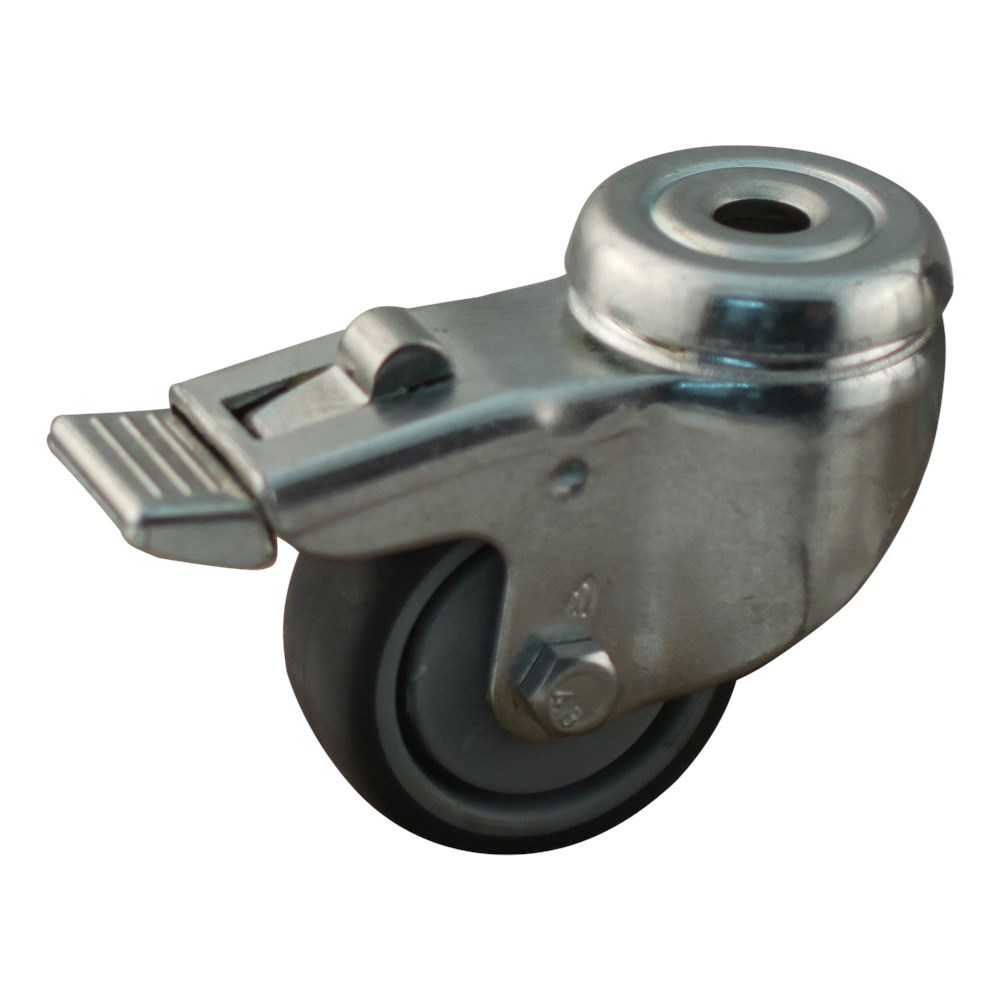 zwenkwiel grijs rubber met gat en rem-3
