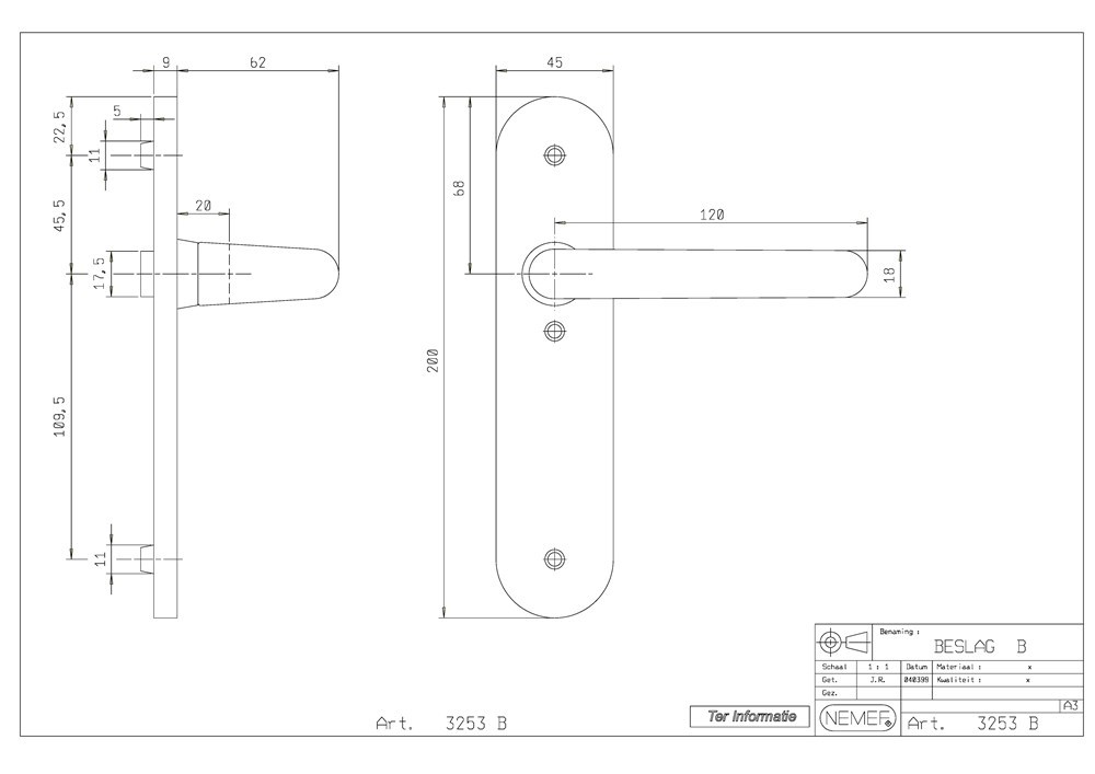 deurkrukgarnituur aluminium f1 nemef-3