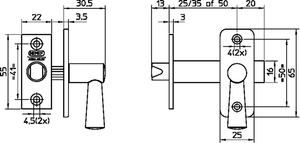 insteekgrendel aluminium nemef-3