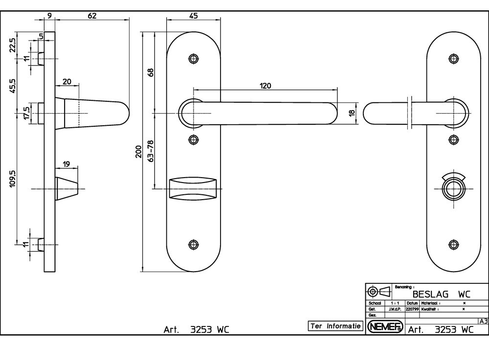 deurkrukgarnituur aluminium f1 nemef-3