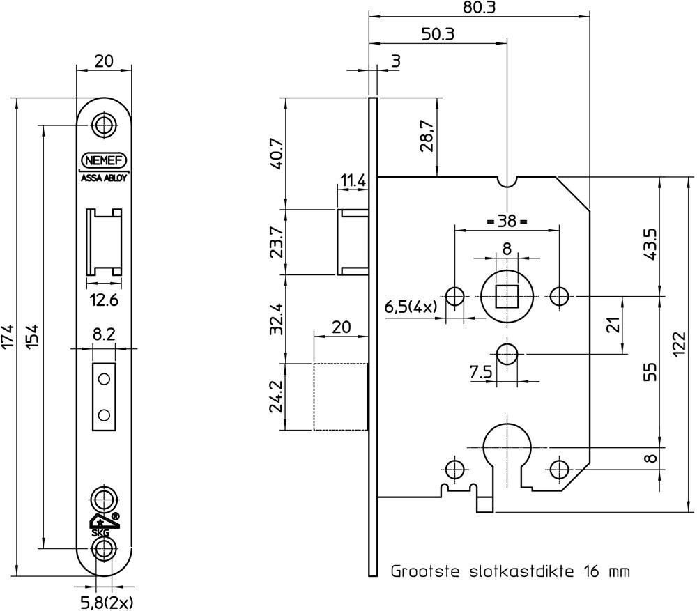 veiligheidsdeurslot insteek nemef-3