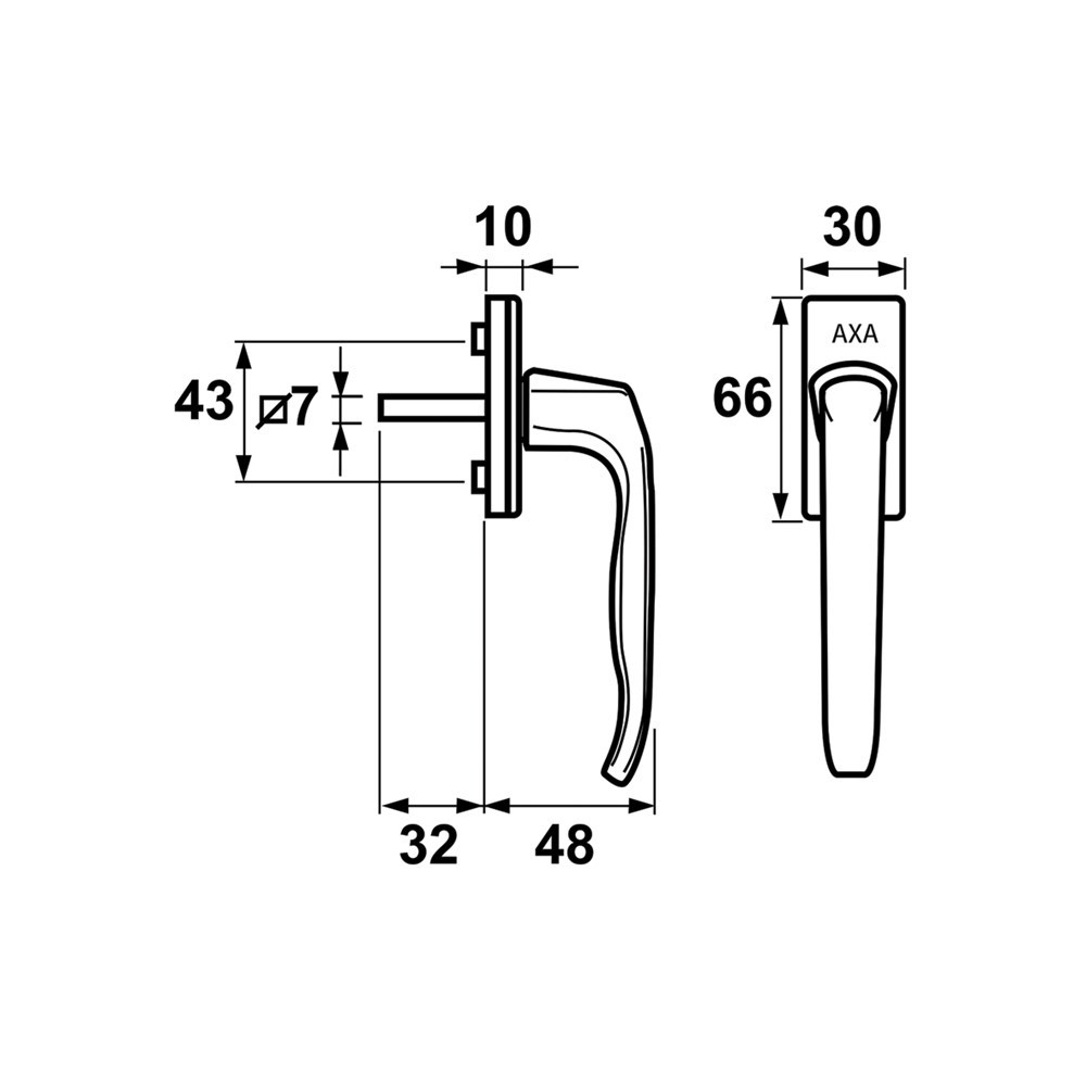 raamkruk recht aluminium f1 axa-6