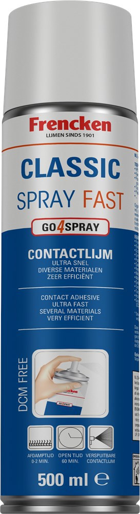 Spuitlijm Spray & Go Frencken - BLAUW 500ML CLASSIC EXTRA SNEL