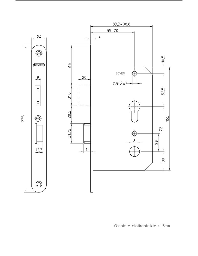 senior veiligheidsdeurslot insteek nemef-3