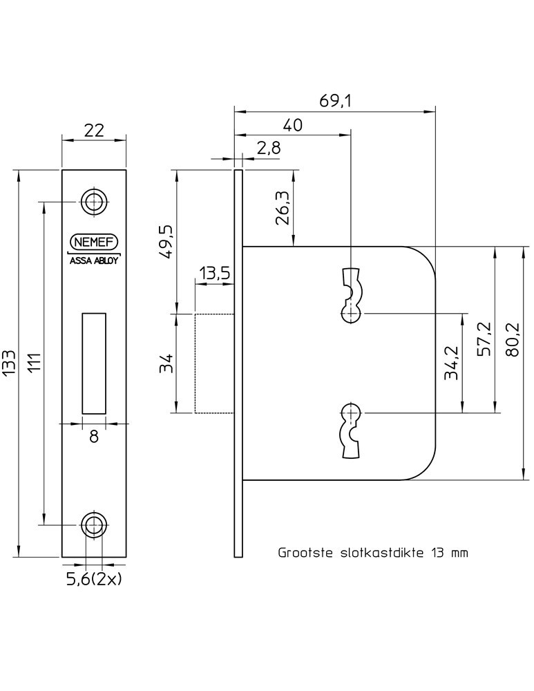 deurslot insteek kast klavier nemef-3