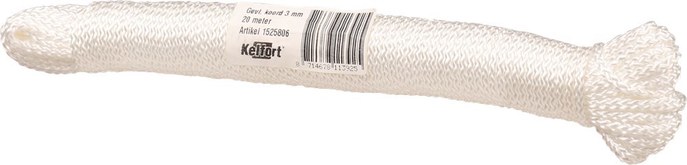 Koord Gevlochten Nylon Kelfort -  3MM  20M WIT